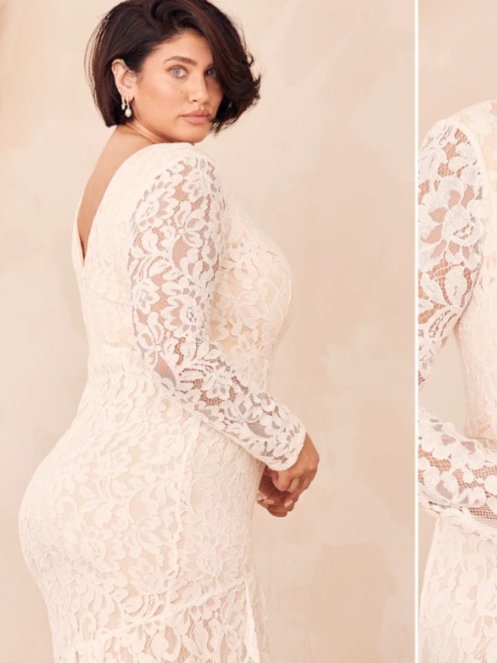LULU's Sexy Romantic Flowy Lace Bridal Shower Elopement Reception Gown - Picture 6 of 11